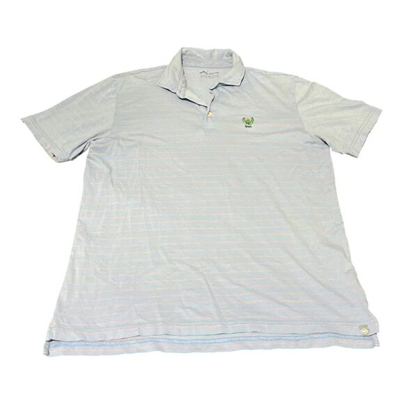 Peter Millar Other - Peter Millar Polo Shirt Mens Medium Blue Striped Seaside Pima Cotton Golf Casual